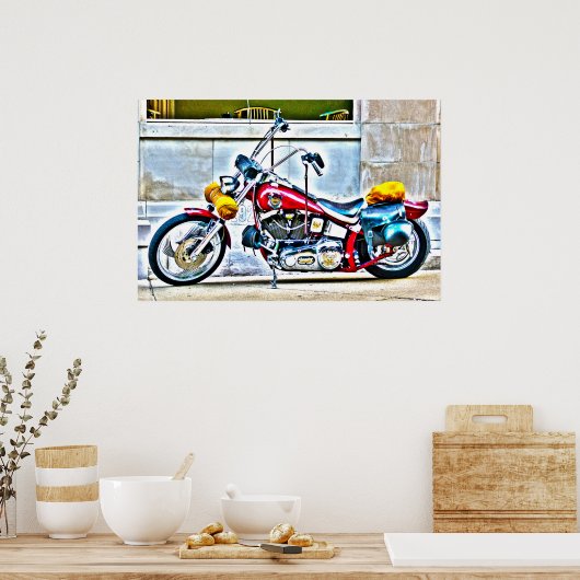 Amerikaans Poster voor motorfietsen buiten het caf (Keuken)