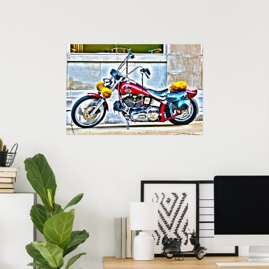 Amerikaans Poster voor motorfietsen buiten het caf (Thuiskantoor)