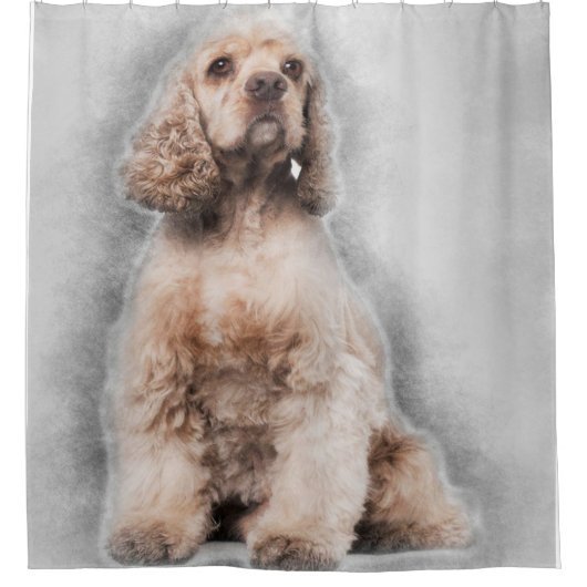 Amerikaans potlood voor het schilderen van Cocker  Douchegordijn (Voorkant)