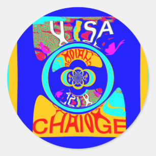 Amerikaans prachtig vormgegeven tekstontwerp ronde sticker