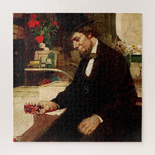 Amerikaans President Abraham Lincoln aan zijn bure Legpuzzel (Verticaal)