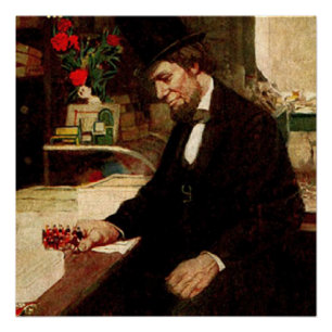 Amerikaans President Abraham Lincoln met Roos en P Perfect Poster