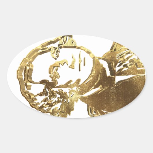 Amerikaans President George Washington Portrait Go Ovale Sticker (Voorkant)