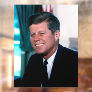 Amerikaans president John F. Kennedy in het Oval O Raamsticker