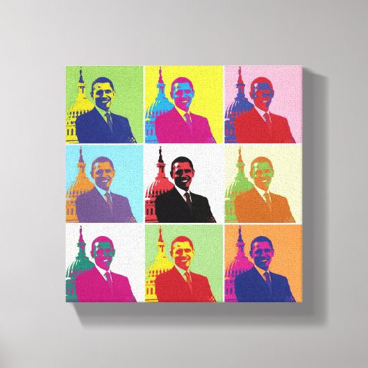 Amerikaans President Obama Funky Moderne Pop Art 8 Canvas Afdruk (Voorkant)