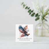 *~* Amerikaans. QR vlag kale adelaar AP16 Vierkante Visitekaartje (Staand voorkant)