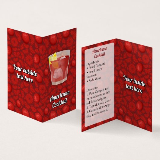 Amerikaans recept visitekaartje (Binnen en buitenkant)