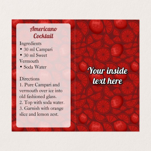 Amerikaans recept visitekaartje (Binnenkant ongevouwen)