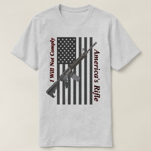 Amerikaans riffle Vlag I voldoet niet aan licht T-shirt (Design voorkant)