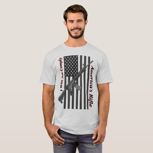Amerikaans riffle Vlag I voldoet niet aan licht T-shirt (Voorkant volledig)