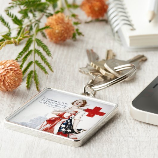 Amerikaans Rode Kruis  Poster uit de Eerste Wereld Sleutelhanger (Zijkant)