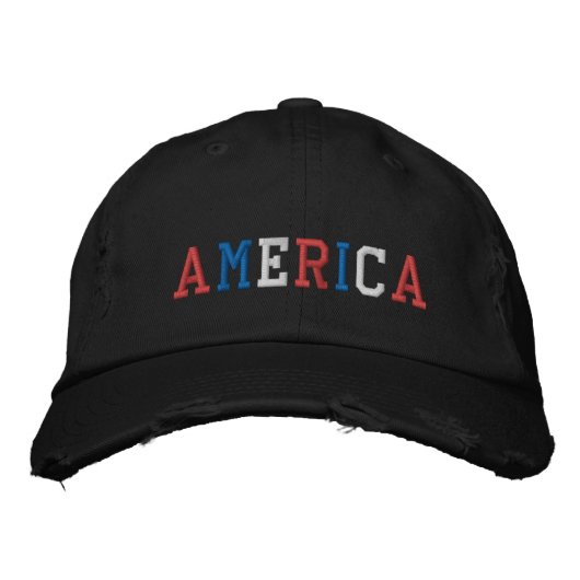 Amerikaans Rood Blauw Wit Geborduurde Pet (Voorkant)
