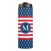 Amerikaans Rood Wit Blauw Aangepaste Monogram Eers Thermosbeker (Voorkant)