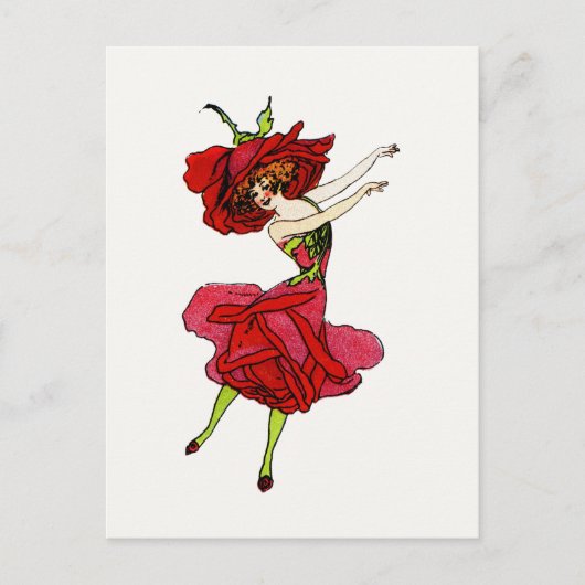 Amerikaans Roos van schoonheid, Whimsical Flowers  Briefkaart (Voorkant)
