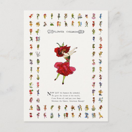 Amerikaans Roos van schoonheid, Whimsical Flowers  Briefkaart (Voorkant)