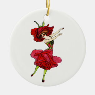 Amerikaans Roos van schoonheid, Whimsical Flowers Keramisch Ornament