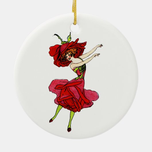 Amerikaans Roos van schoonheid, Whimsical Flowers  Keramisch Ornament (Achterkant)