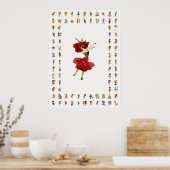 Amerikaans Roos van schoonheid, Whimsical Flowers  Poster (Keuken)