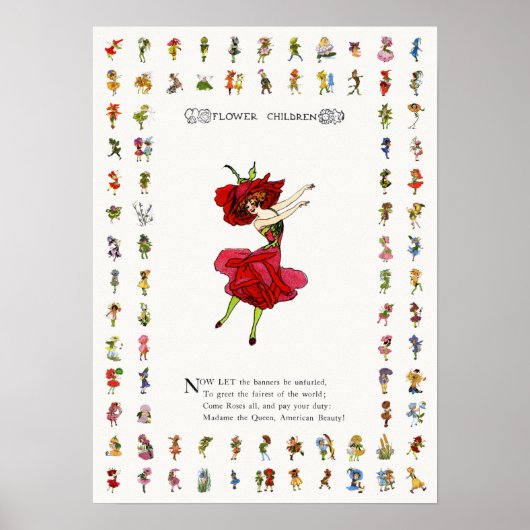 Amerikaans Roos van schoonheid, Whimsical Flowers Poster (Voorkant)