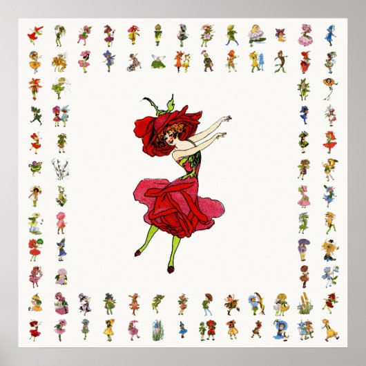 Amerikaans Roos van schoonheid, Whimsical Flowers  Poster (Voorkant)
