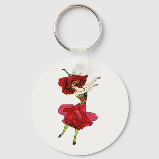 Amerikaans Roos van schoonheid, Whimsical Flowers Sleutelhanger (Voorkant)