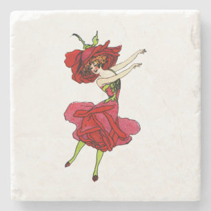 Amerikaans Roos van schoonheid, Whimsical Flowers Stenen Onderzetter