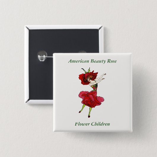 Amerikaans Roos van schoonheid, Whimsical Flowers Vierkante Button 5,1 Cm (Voorkant /achterkant)
