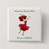 Amerikaans Roos van schoonheid, Whimsical Flowers Vierkante Button 5,1 Cm (Voorkant)