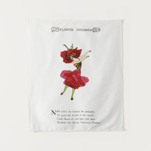 Amerikaans Roos van schoonheid, Whimsical Flowers  Wandkleed