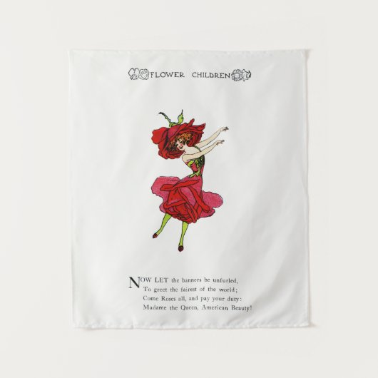 Amerikaans Roos van schoonheid, Whimsical Flowers  Wandkleed (Voorkant)