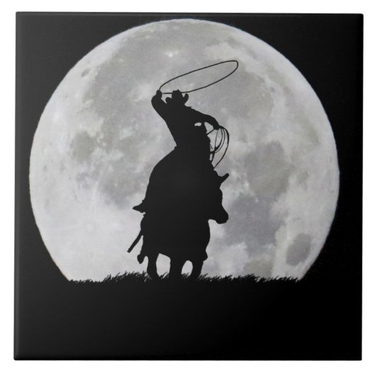 Amerikaans Roping Cowboy Land Western Tegeltje (Voorkant)