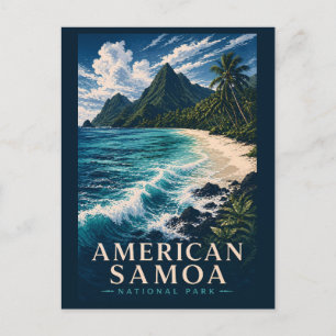 Amerikaans Samoa Nationaal Park Modern Houtsnede Briefkaart