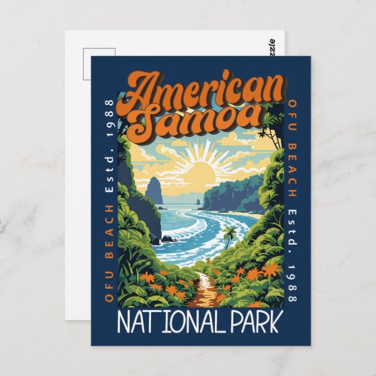 Amerikaans-Samoa Nationaal Park Retro Noodlijdend Briefkaart (Voorkant / Achterkant)