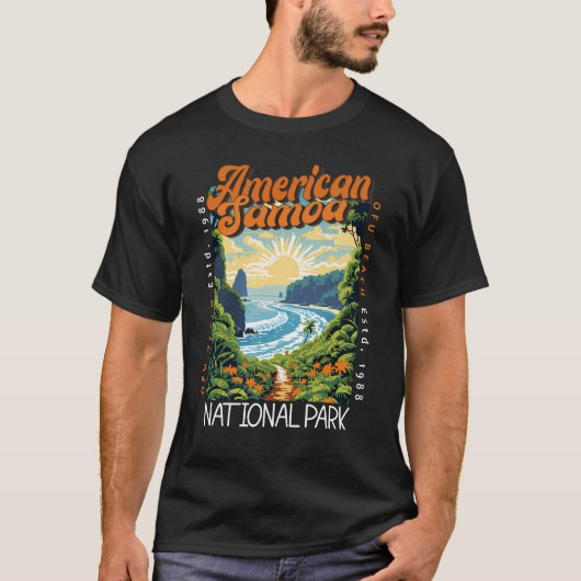 Amerikaans-Samoa Nationaal Park Retro Noodlijdend T-shirt (Voorkant)