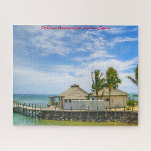 Amerikaans Samoa strand scène.Kerstgroeten Legpuzzel (Horizontaal)