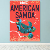 Amerikaans Samoa vintage reisposter Canvas Afdruk (Insitu (Houten vloer))