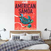 Amerikaans Samoa vintage reisposter Canvas Afdruk (Insitu (Slaapkamer))