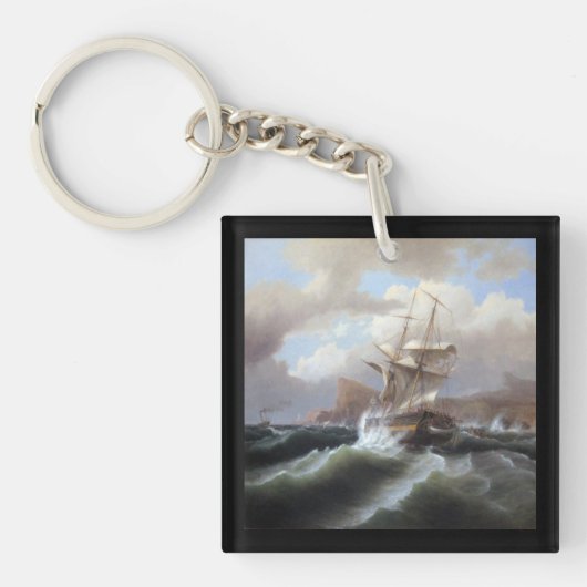 Amerikaans schip in nood 1841 sleutelhanger (voorkant)
