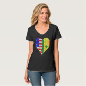 Amerikaans Senegalees Vlag Hart T-shirt (Voorkant volledig)