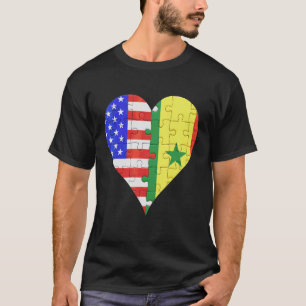 Amerikaans Senegalees Vlag Hart T-shirt