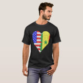 Amerikaans Senegalees Vlag Hart T-shirt (Voorkant volledig)