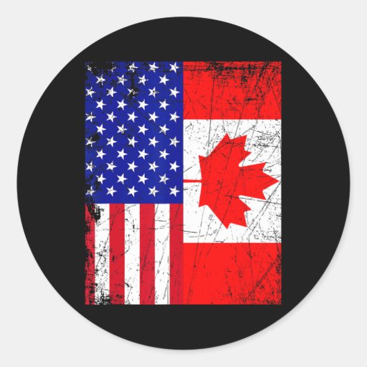 Amerikaans Shirt USA Canada Vlag 4 juli Ronde Sticker (Voorkant)