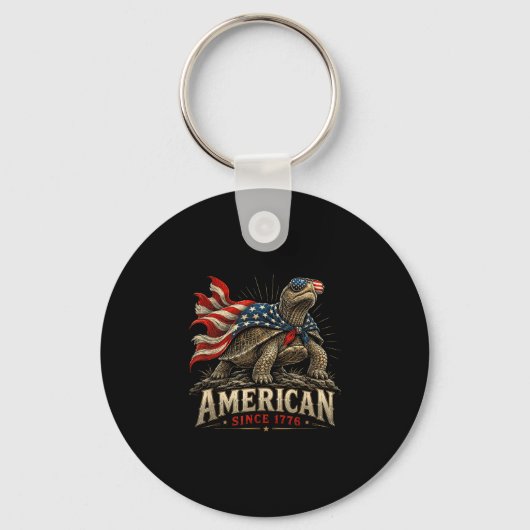 Amerikaans sinds 1776 patriottische schildpad vint sleutelhanger (Voorkant)