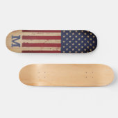 Amerikaans speciaal monogram voor de vlag Rustic Persoonlijk Skateboard (Horizontaal)