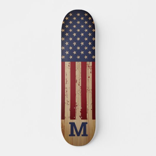 Amerikaans speciaal monogram voor de vlag Rustic Persoonlijk Skateboard (Voorkant)