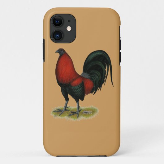 Amerikaans spel BB Zwarte Rode Haan Case-Mate iPhone Case (Achterkant)