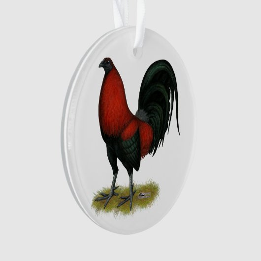 Amerikaans spel BB Zwarte Rode Haan Ornament (voorkant)