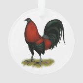 Amerikaans spel BB Zwarte Rode Haan Ornament (achterkant)