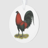 Amerikaans spel BB Zwarte Rode Haan Ornament (voorkant)