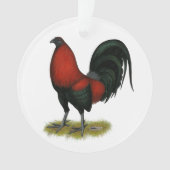 Amerikaans spel BB Zwarte Rode Haan Ornament (voorkant)